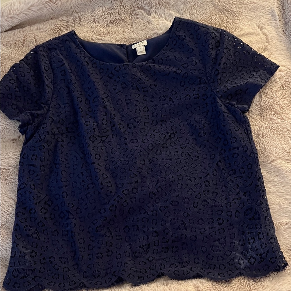 J. Crew Midnight Blue Lace Blouse